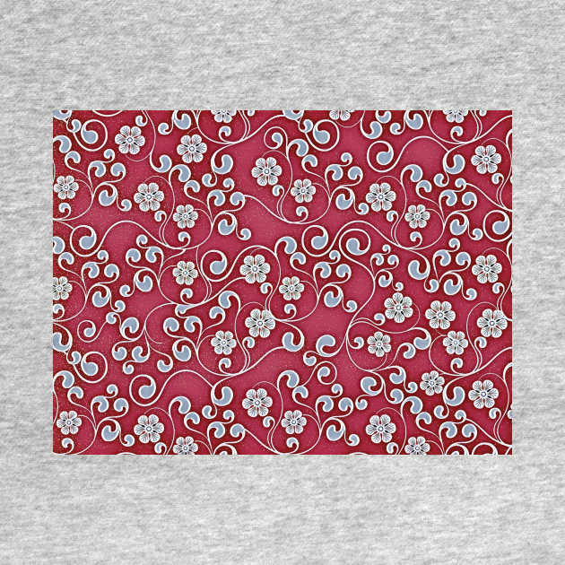 Decorative Red Floral Pattern by FloralPatterns